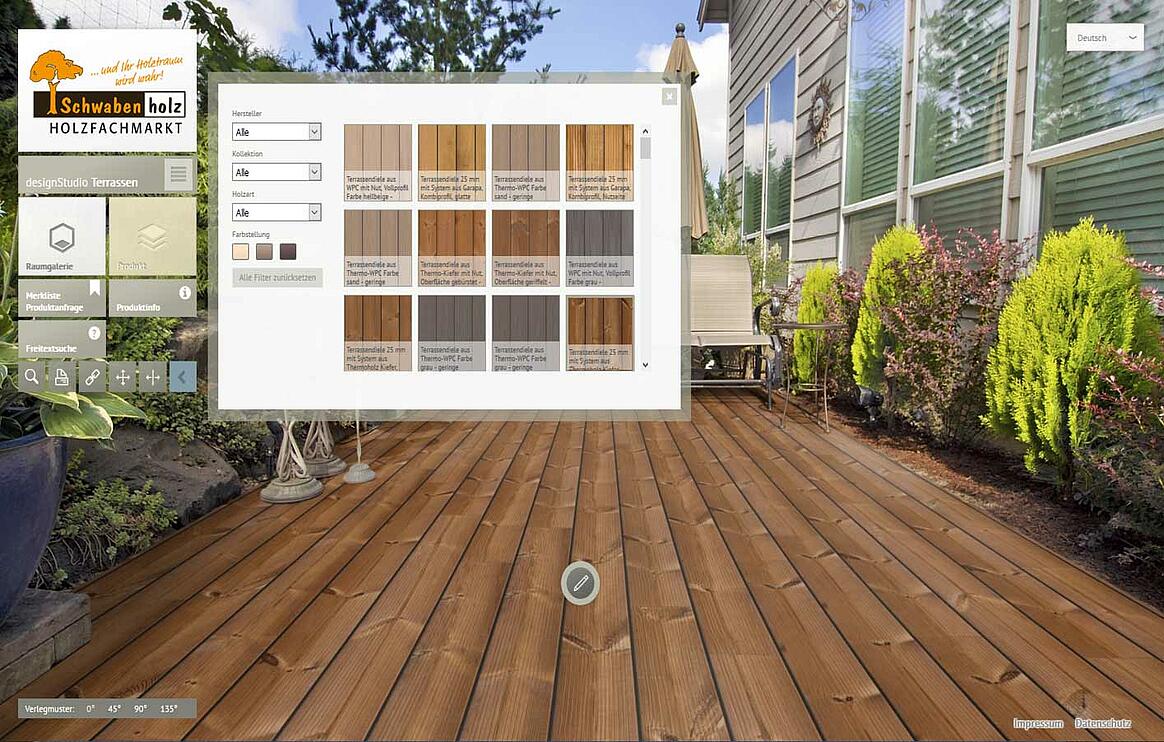 Terrassendielen aus Holz und WPC digital verlegen
