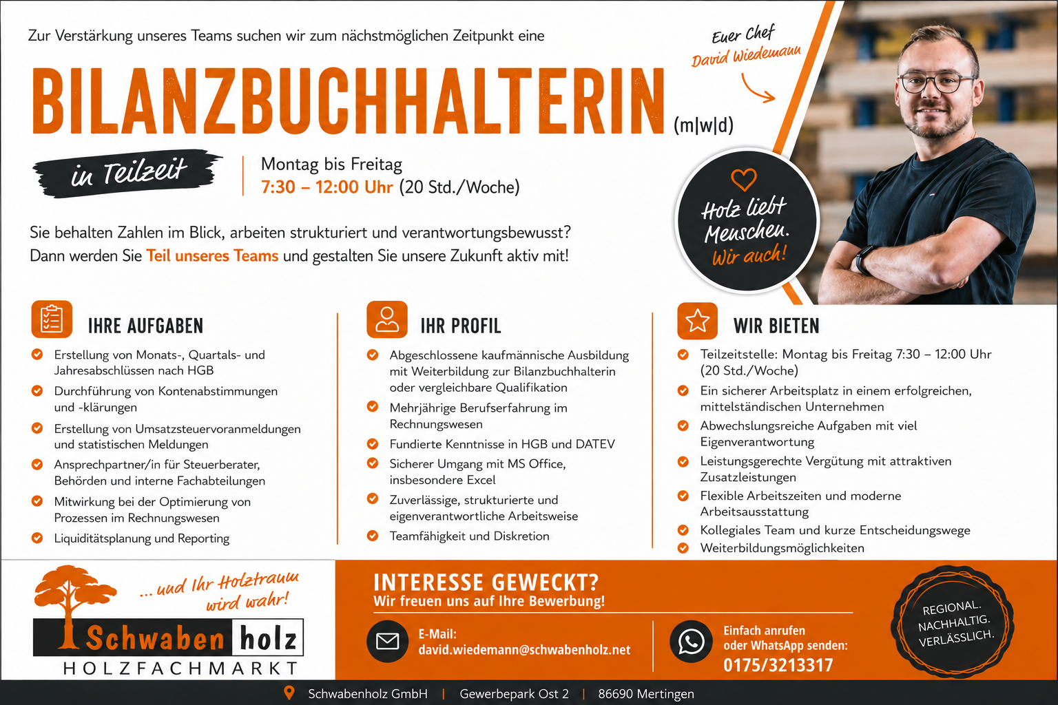 Karriere, Stelle bei Schwabenholz in Mertingen in der Buchhaltung